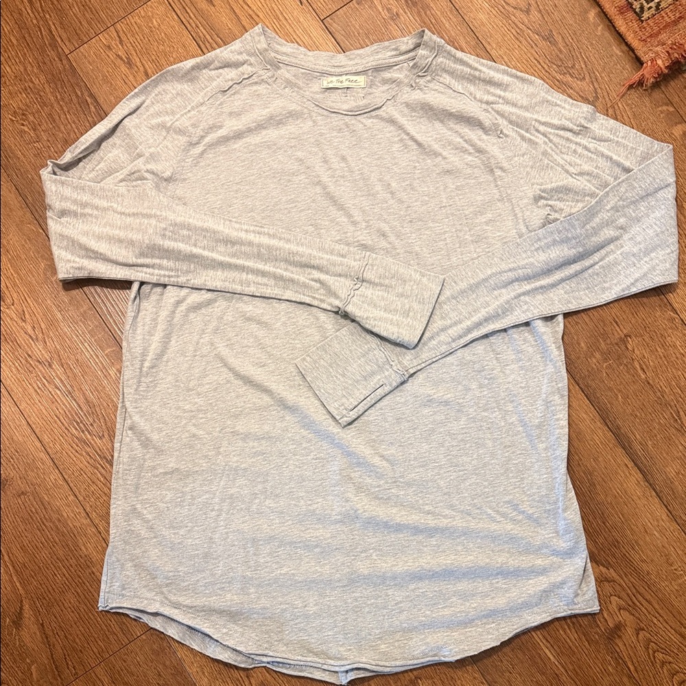 We The Free Light Heather Gray Long Sleeve Crew